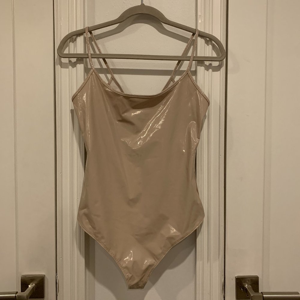 ALIX NYC Beige Vinyl Bodysuit - Size Small